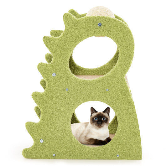 2-Tier Modern Cat Tree for Indoor Cats with Rotatable Sisal Scratching Ball-Green LuxuryLifeWay Online Store