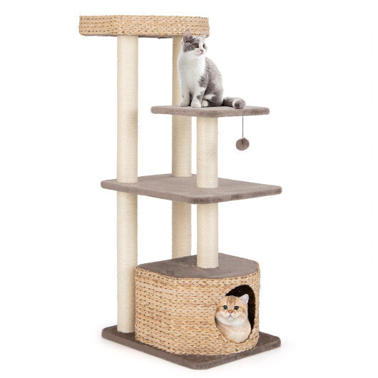 4-Layer Cat Tower with Scratching Posts Condo and Washable Cushions-Coffee LuxuryLifeWay Online Store