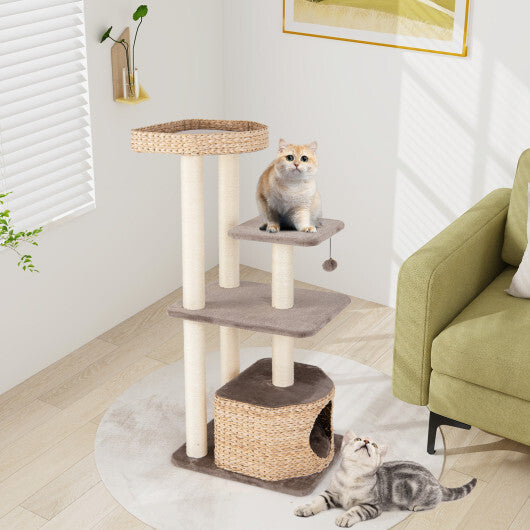 4-Layer Cat Tower with Scratching Posts Condo and Washable Cushions-Coffee LuxuryLifeWay Online Store