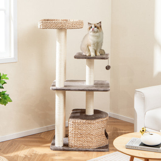 4-Layer Cat Tower with Scratching Posts Condo and Washable Cushions-Coffee LuxuryLifeWay Online Store