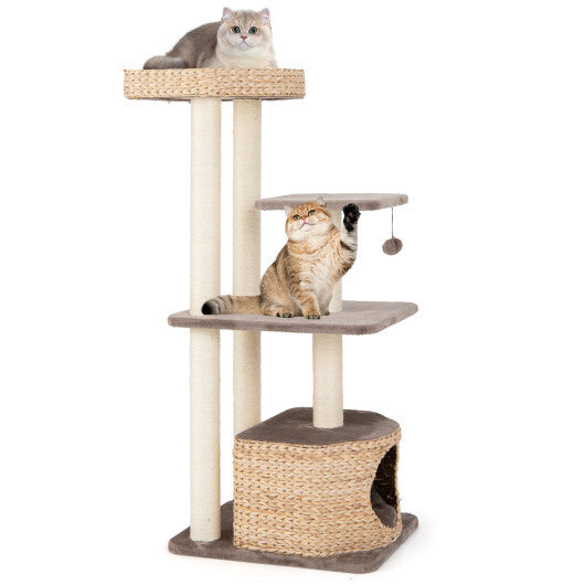 4-Layer Cat Tower with Scratching Posts Condo and Washable Cushions-Coffee LuxuryLifeWay Online Store