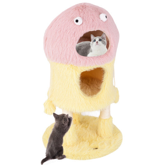 Cute Monster-Themed Cat Tower with 2 Private Condos and 3-Level Activity Center-Yellow LuxuryLifeWay Online Store