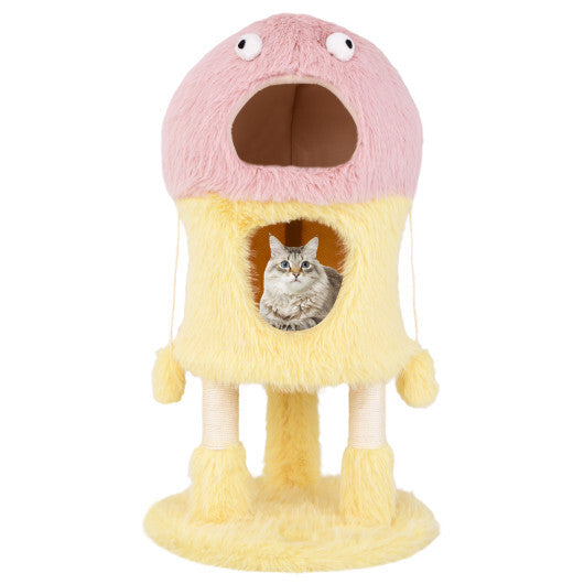 Cute Monster-Themed Cat Tower with 2 Private Condos and 3-Level Activity Center-Yellow LuxuryLifeWay Online Store
