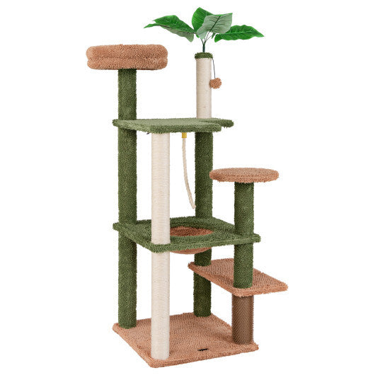 Multilevel Cat Tree with Scratching Posts and Rope Plush Perch Toy Bed-Green LuxuryLifeWay Online Store