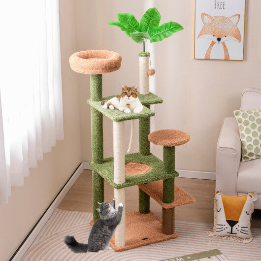 Multilevel Cat Tree with Scratching Posts and Rope Plush Perch Toy Bed-Green LuxuryLifeWay Online Store