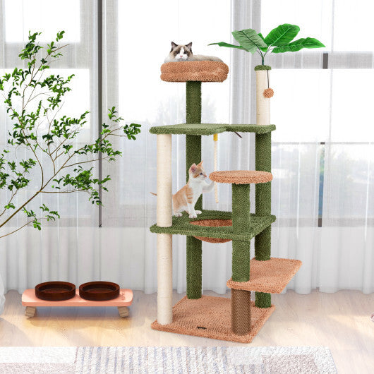 Multilevel Cat Tree with Scratching Posts and Rope Plush Perch Toy Bed-Green LuxuryLifeWay Online Store