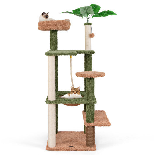Multilevel Cat Tree with Scratching Posts and Rope Plush Perch Toy Bed-Green LuxuryLifeWay Online Store