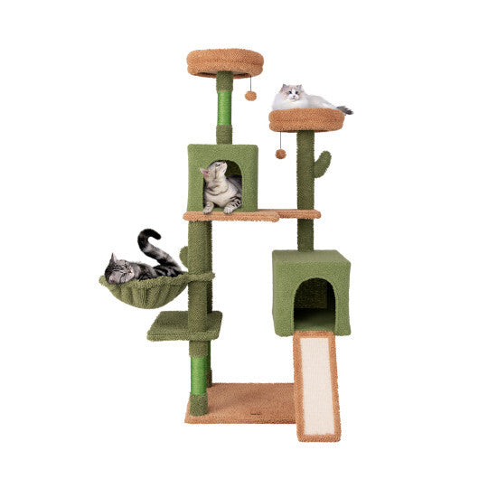 Multi-level Cactus Cat Tree with Scratching Posts Ladder Double Condos and Toys Bed-Green LuxuryLifeWay Online Store
