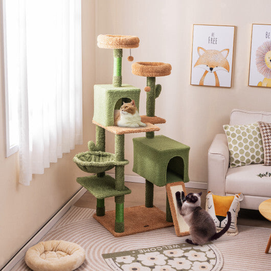 Multi-level Cactus Cat Tree with Scratching Posts Ladder Double Condos and Toys Bed-Green LuxuryLifeWay Online Store