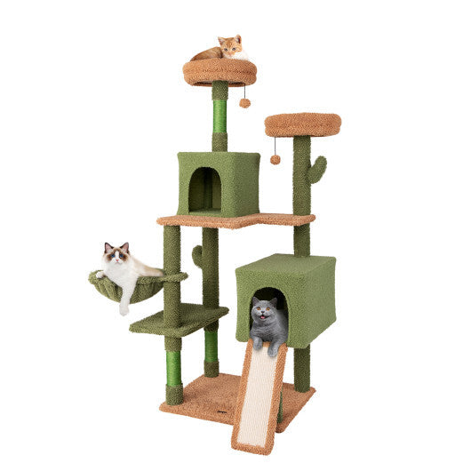 Multi-level Cactus Cat Tree with Scratching Posts Ladder Double Condos and Toys Bed-Green LuxuryLifeWay Online Store