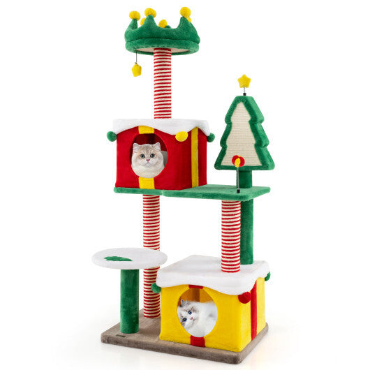 Cute Christmas Cat Tree Cat Tower for Indoor Cats with Scratching Posts and Carpet-Multicolor LuxuryLifeWay Online Store