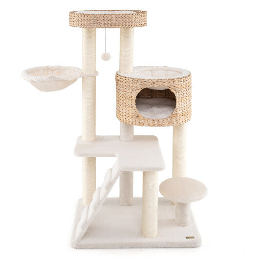 Modern Cat Tree for Indoor Cats with Cattail Fluff Condo and Top Perch-Natural LuxuryLifeWay Online Store