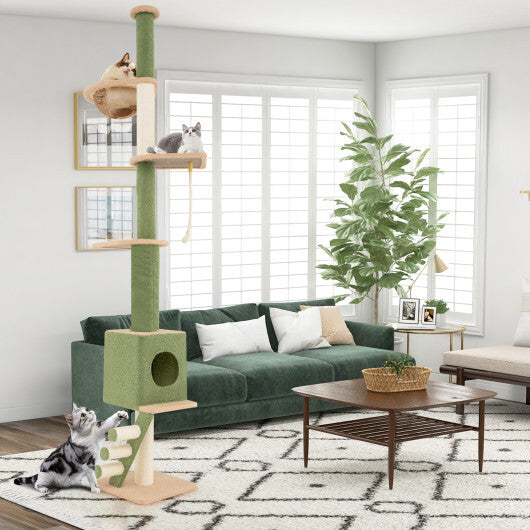 Floor to Ceiling Cat Tree with 86-99.5 Inch Adjustable Height and Extra Post-Green LuxuryLifeWay Online Store