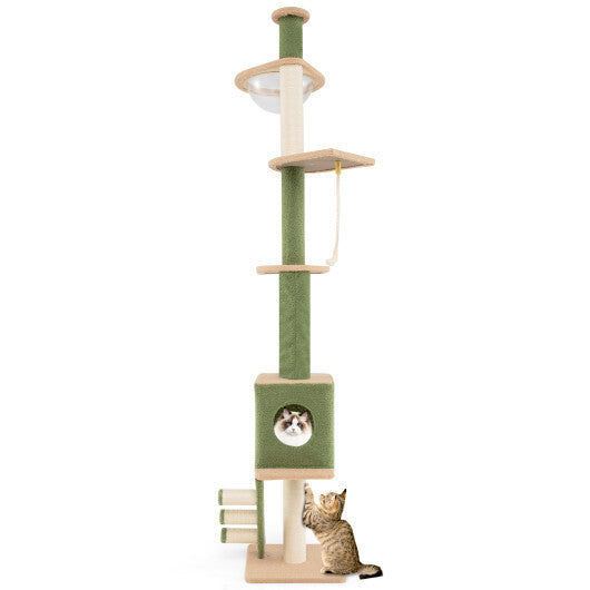 Floor to Ceiling Cat Tree with 86-99.5 Inch Adjustable Height and Extra Post-Green LuxuryLifeWay Online Store
