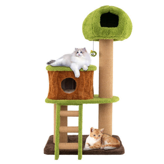 Cute Cat Tree for Indoor Cats with Mushroom-shaped Nest Condo and Climbing Ladder-Green LuxuryLifeWay Online Store