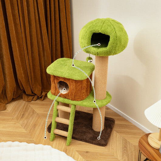 Cute Cat Tree for Indoor Cats with Mushroom-shaped Nest Condo and Climbing Ladder-Green LuxuryLifeWay Online Store