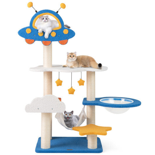 49 Inches Tall Cat Tree with UFO Top Perch Space Capsule and Sisal Scratching Posts-Blue LuxuryLifeWay Online Store