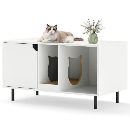 40 Inch Cat Litter Box Enclosure for 2 Cats Hidden Cat Washroom-White LuxuryLifeWay Online Store