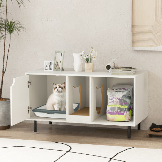 40 Inch Cat Litter Box Enclosure for 2 Cats Hidden Cat Washroom-White LuxuryLifeWay Online Store