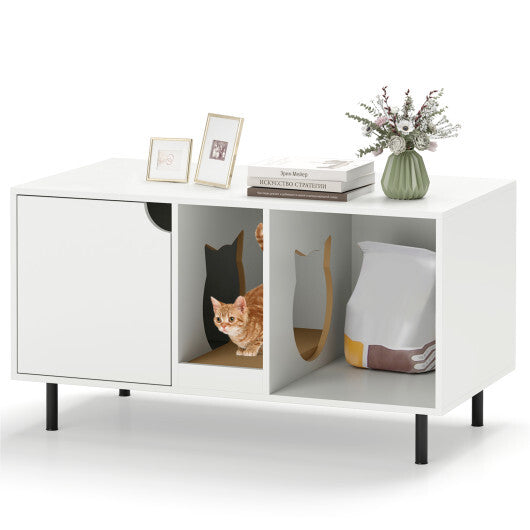 40 Inch Cat Litter Box Enclosure for 2 Cats Hidden Cat Washroom-White LuxuryLifeWay Online Store