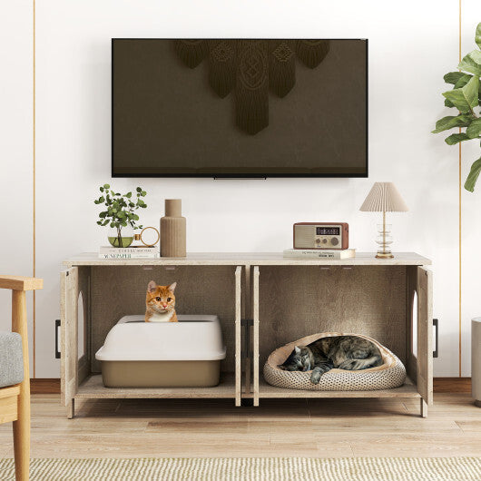 Cat Litter Box Enclosure for 2 Cats Modern Kitty Litter Box Furniture Hidden-White LuxuryLifeWay Online Store