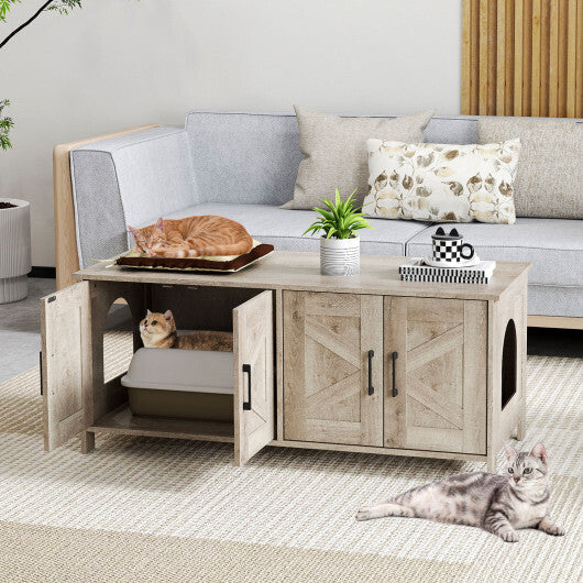 Cat Litter Box Enclosure for 2 Cats Modern Kitty Litter Box Furniture Hidden-White LuxuryLifeWay Online Store