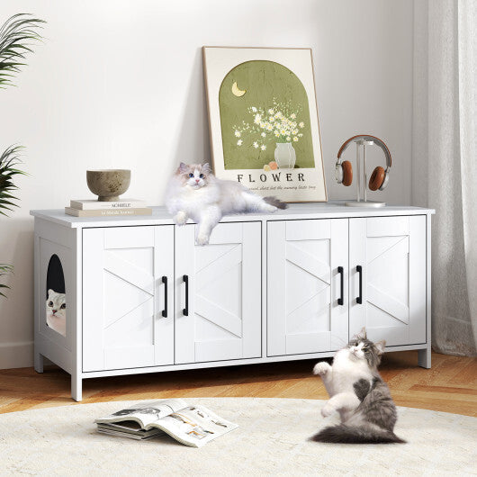 Cat Litter Box Enclosure for 2 Cats Modern Kitty Litter Box Furniture Hidden-White LuxuryLifeWay Online Store