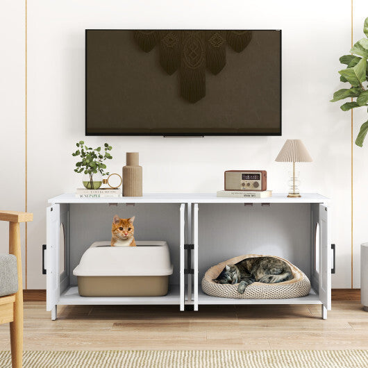Cat Litter Box Enclosure for 2 Cats Modern Kitty Litter Box Furniture Hidden-White LuxuryLifeWay Online Store