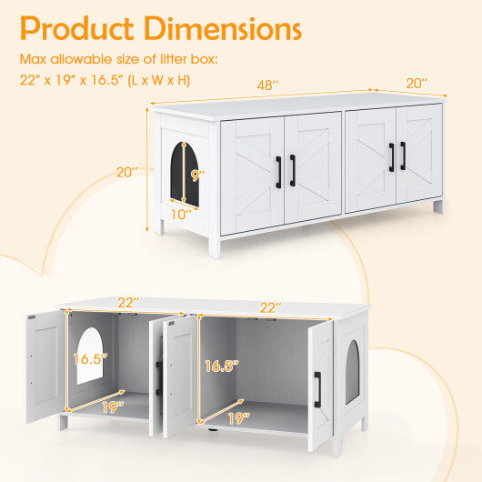 Cat Litter Box Enclosure for 2 Cats Modern Kitty Litter Box Furniture Hidden-White LuxuryLifeWay Online Store