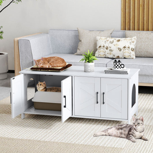 Cat Litter Box Enclosure for 2 Cats Modern Kitty Litter Box Furniture Hidden-White LuxuryLifeWay Online Store