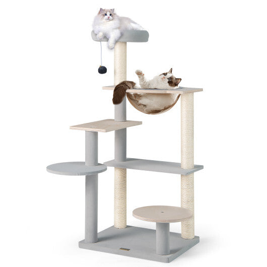 Modern Cat Tree 44 Inch Multi-level Cat Tower with Removable Padded Top Perch-Natural LuxuryLifeWay Online Store