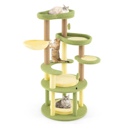 Multi-level Cat Tree Avocado Theme Cat Tower with Wide Perch Rotatable Basket-Green LuxuryLifeWay Online Store