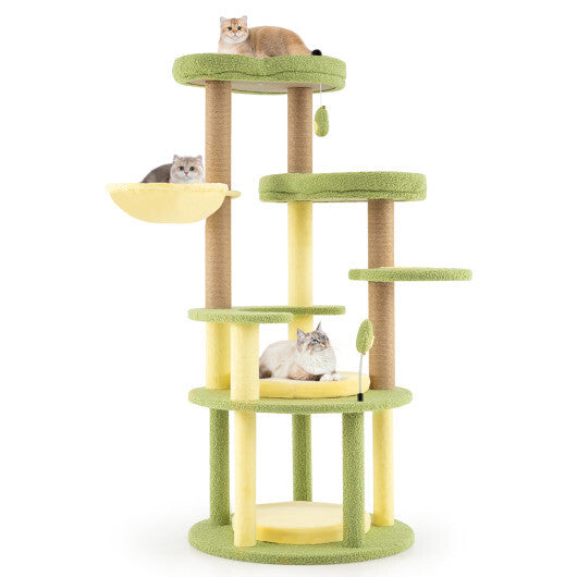 Multi-level Cat Tree Avocado Theme Cat Tower with Wide Perch Rotatable Basket-Green LuxuryLifeWay Online Store