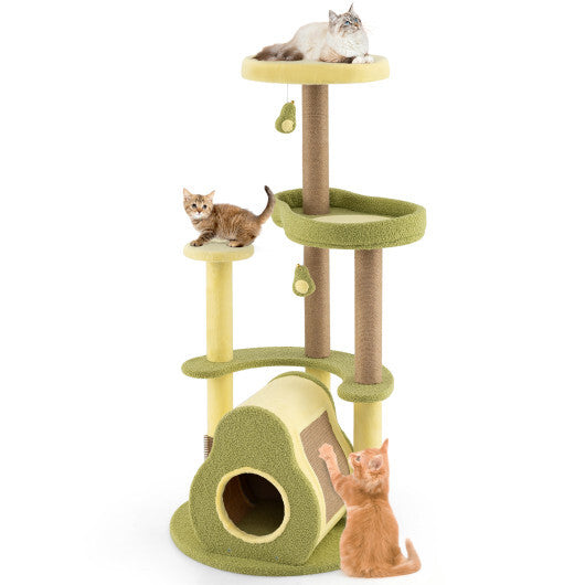 Freestanding Multi-level Avocado Cat Tower with Private Condo-Green LuxuryLifeWay Online Store