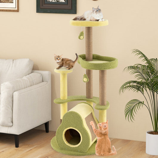 Freestanding Multi-level Avocado Cat Tower with Private Condo-Green LuxuryLifeWay Online Store
