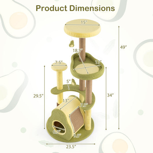 Freestanding Multi-level Avocado Cat Tower with Private Condo-Green LuxuryLifeWay Online Store
