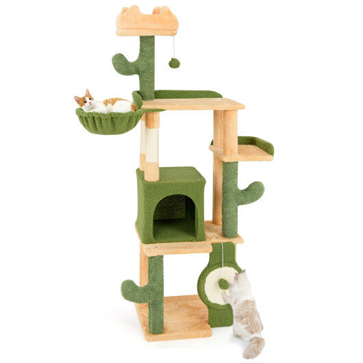 63 Inch Cactus Cat Tree with Sisal Scratching Posts and Board for Indoor Cats LuxuryLifeWay Online Store