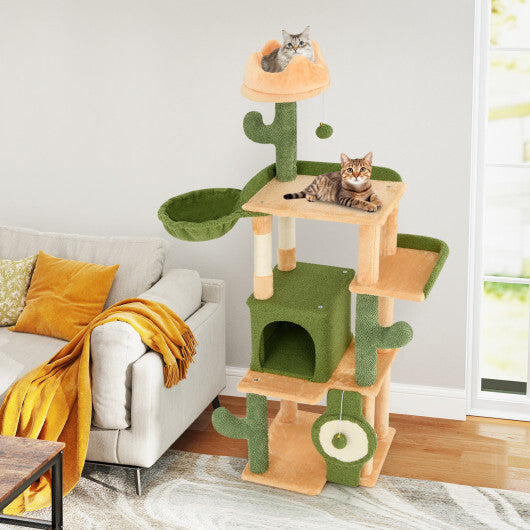 63 Inch Cactus Cat Tree with Sisal Scratching Posts and Board for Indoor Cats LuxuryLifeWay Online Store