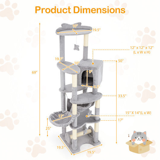 69 Inch Multi-level Cat Tree with Top Perch and Cozy Condo LuxuryLifeWay Online Store