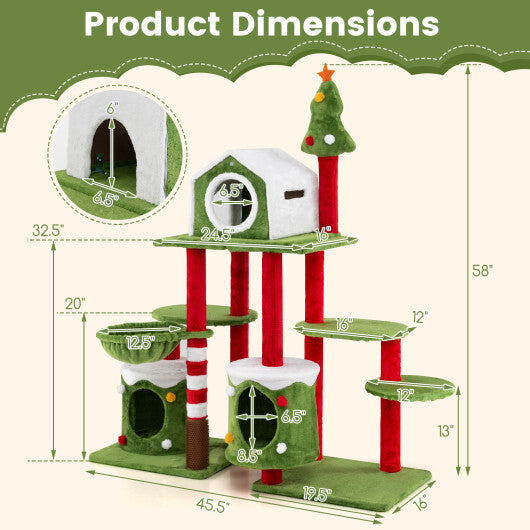 58 Inch Tall Cat Tree Tower Multi-level Pet Climbing and Jumping Tower Furniture with Condos LuxuryLifeWay Online Store