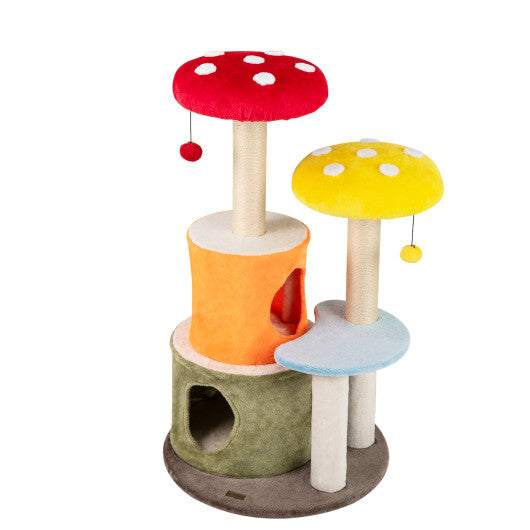 43 Inch Tall Cat Tree Cute with 2 Condos and Padded Platforms-Multicolor LuxuryLifeWay Online Store