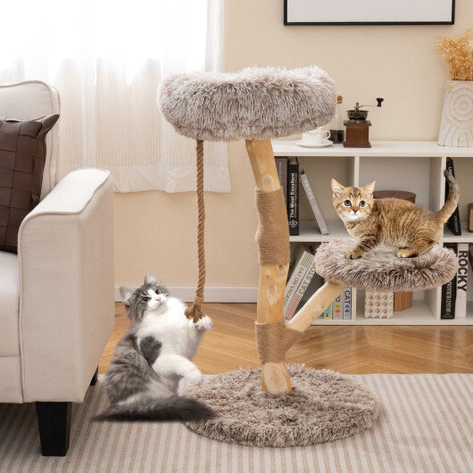 Modern Wooden Cat Tree Tower with Perch and Natural Jute Scratching Posts-Brown LuxuryLifeWay Online Store