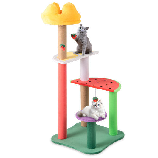 45 Inch Multi-Level Cat Tree with Plush Padded Top Perch and Fruit-Shaped Platforms LuxuryLifeWay Online Store