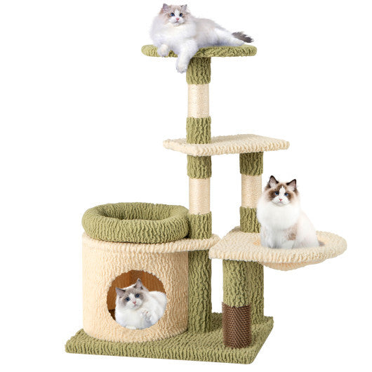 38 Inch Tall Multi-Level Aesthetic Kitten Tower with Condo and Bed-Green LuxuryLifeWay Online Store