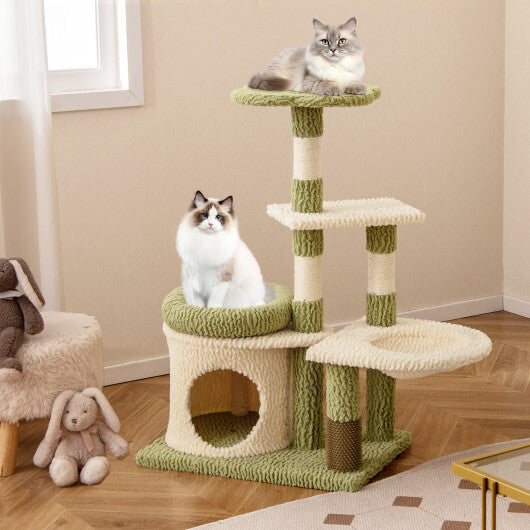 38 Inch Tall Multi-Level Aesthetic Kitten Tower with Condo and Bed-Green LuxuryLifeWay Online Store