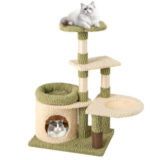 38 Inch Tall Multi-Level Aesthetic Kitten Tower with Condo and Bed-Green LuxuryLifeWay Online Store