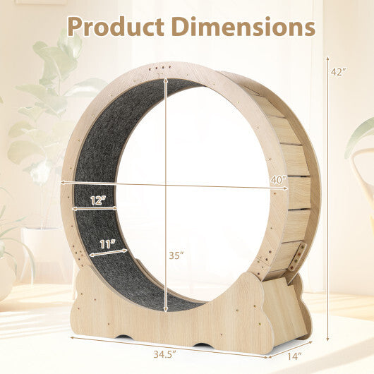 40 Inch Large Cat Exercise Wheel with Lockable Mechanism and Carpeted Runaway for Indoor Cats-Natural LuxuryLifeWay Online Store