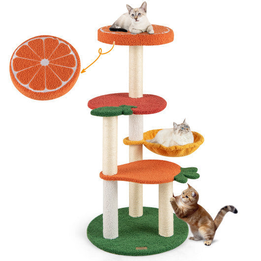 Multi-level Cat Tree Pet Activity Center with Fruit-shaped Platforms-Red and Orange LuxuryLifeWay Online Store
