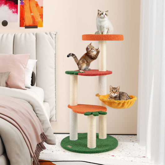 Multi-level Cat Tree Pet Activity Center with Fruit-shaped Platforms-Red and Orange LuxuryLifeWay Online Store