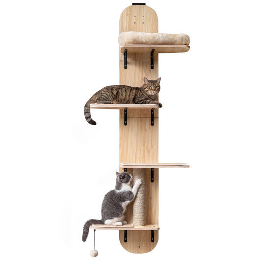 Door Hanging Cat Climber 4-level Height Adjustable with Plush Bed-Beige LuxuryLifeWay Online Store